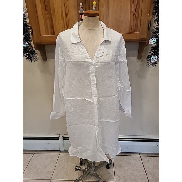Paper White Flowing Ease Pullover Long Tunic by Nic+Zoe New Size 3x Linen - Picture 1 of 10